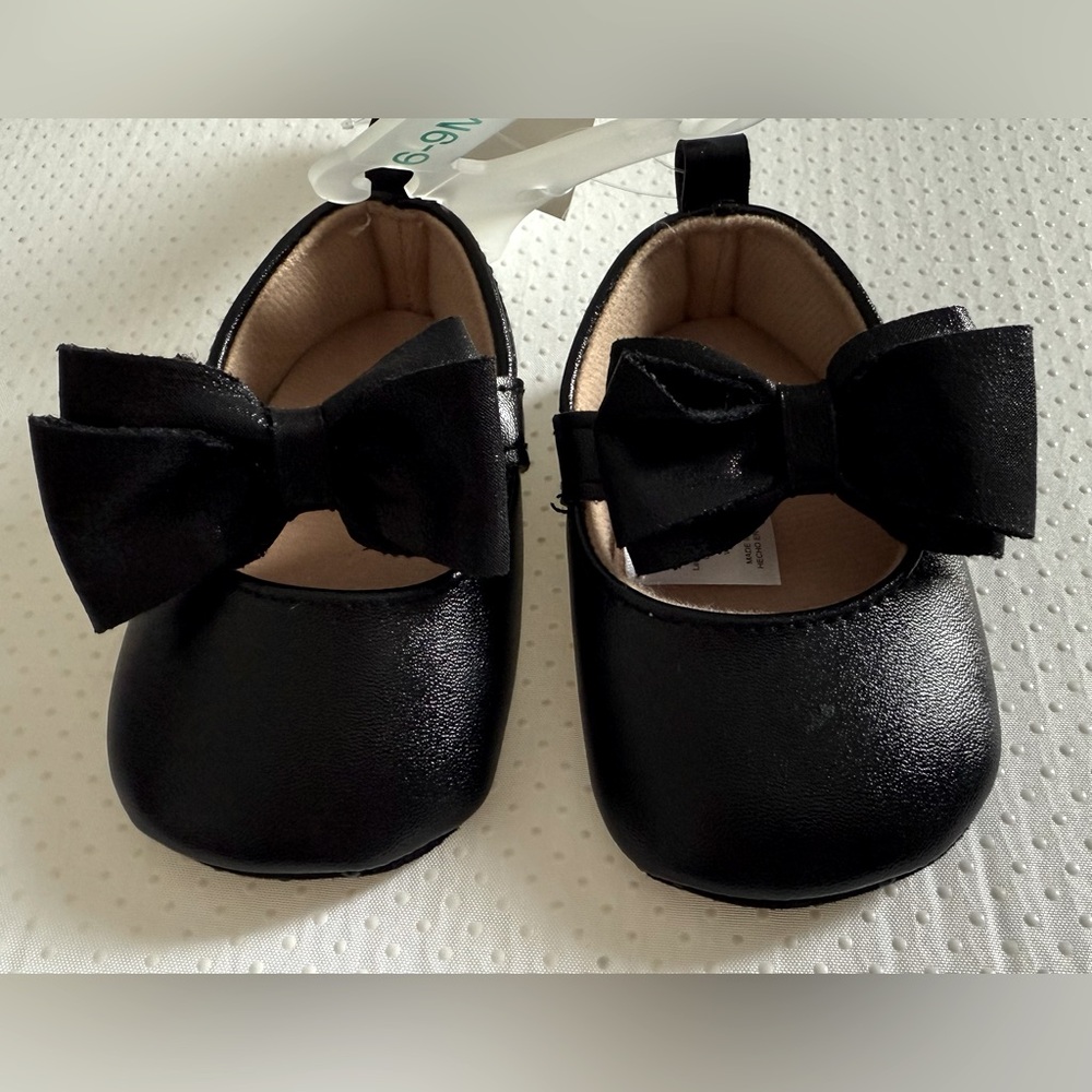 Cat & Jack Black Dress Shoes with Bow | Sz 6-9 M